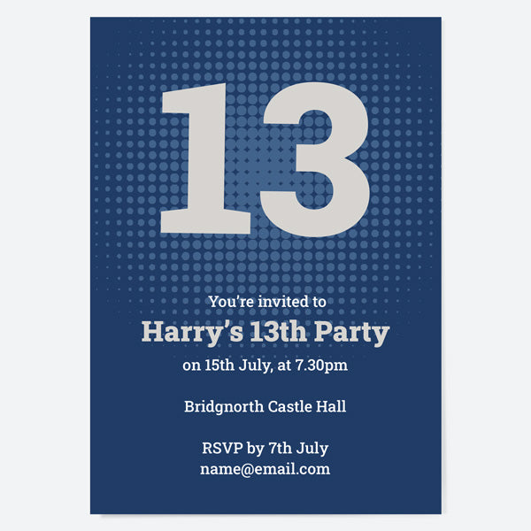 category header image Kids Birthday Invitations - Navy Bold Typography - Pack of 10