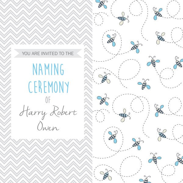 Naming Ceremony Invitations - Busy Bee - Pack of 10