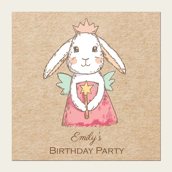 Personalised Kids Birthday Invitations - Bunny Fairy - Pack of 10