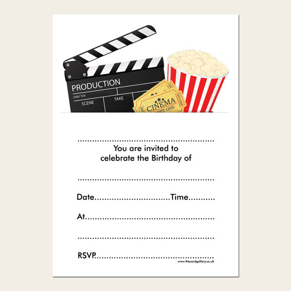 Ready to Write Kids Birthday Invitations - Cinema Party - Pack of 10