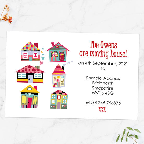 category header image Address Cards - Colourful Houses - Pack of 10