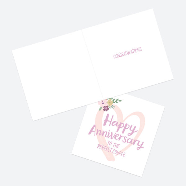 Anniversary Card - Floral Lettering - Heart