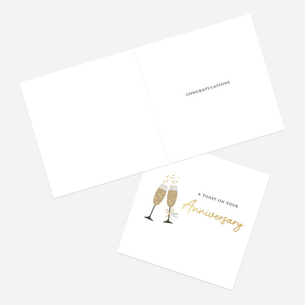 Luxury Foil Anniversary Card - Foil Monochrome - Glasses