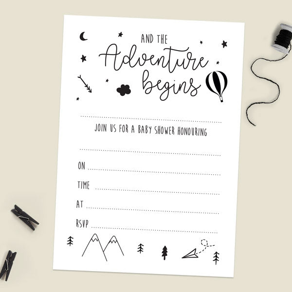 Baby Shower Invitations - The Adventure Begins - Pack of 10