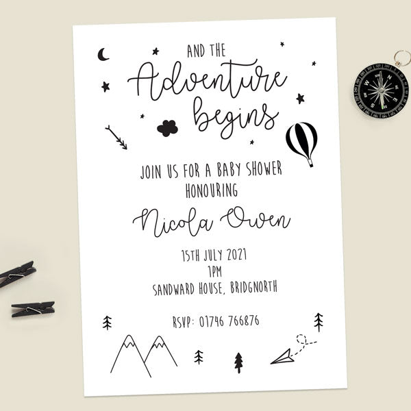 Baby Shower Invitations - The Adventure Begins - Pack of 10