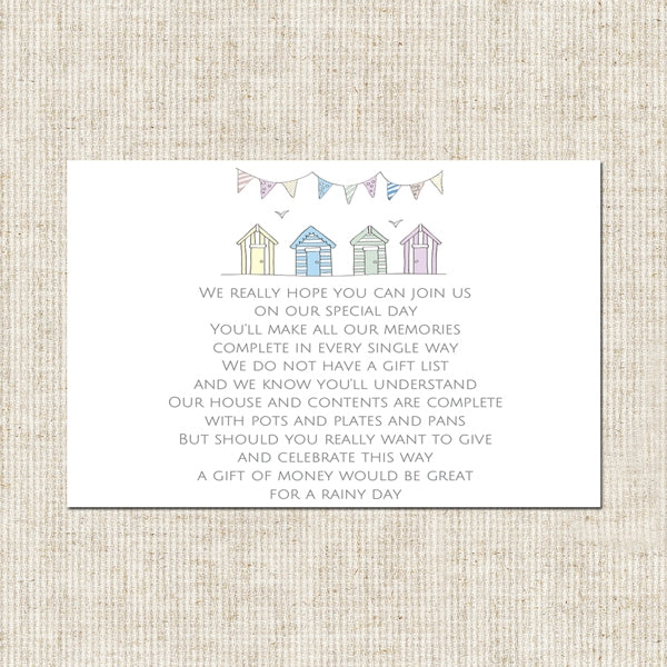 Pastel Bunting & Beach Huts Gift Poem Card