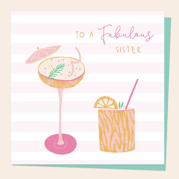 Sister Birthday Card - Drinking - Cocktails