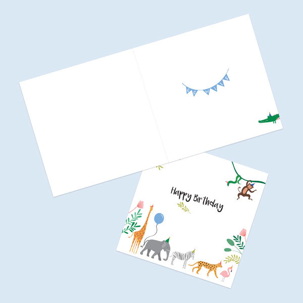 Kids Birthday Card - Go Wild Animals