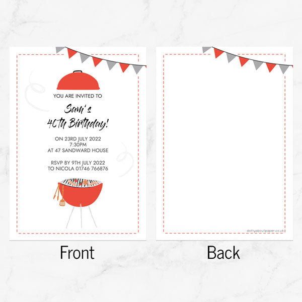 40th Birthday Invitations - Barbecue Time - Pack of 10