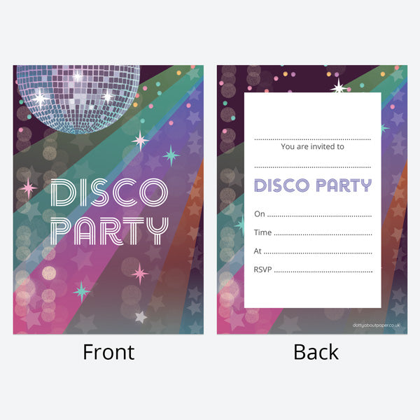 Kids Birthday Invitations - Glitter Ball Disco Party - Pack of 10