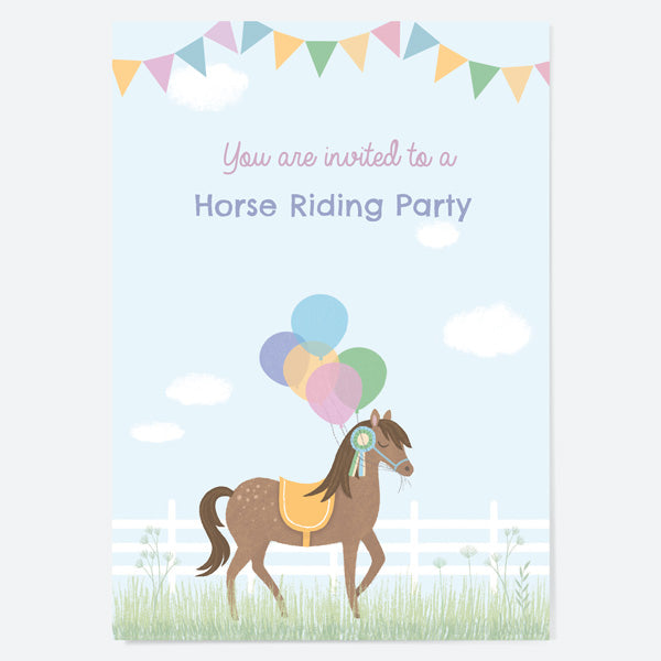 Kids Birthday Invitations - Horse Riding Stables - Pack of 10