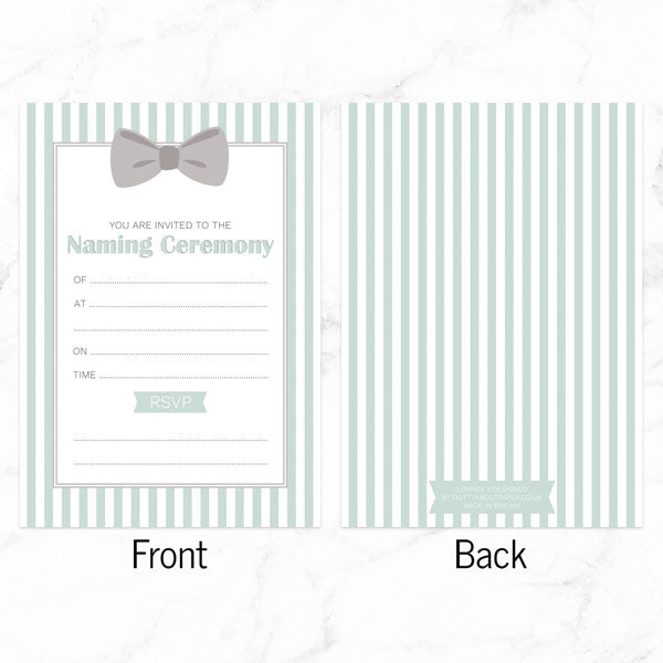 Naming Ceremony Invitations - Bow Tie Stripes - Pack of 10