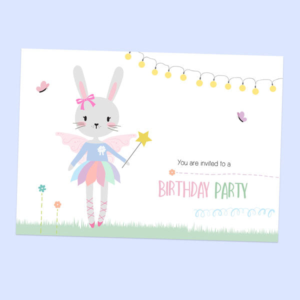 Kids Birthday Invitations - Bunny Tutu - Pack of 10
