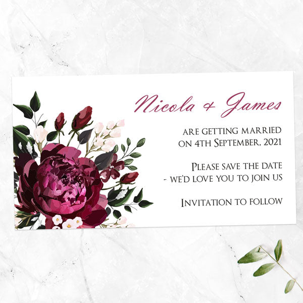 Burgundy Peony Bouquet - Save the Date Magnets