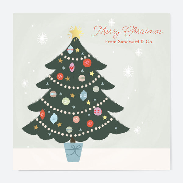 Foil Business Christmas Cards - Festive Sentiments - Decorated Tree