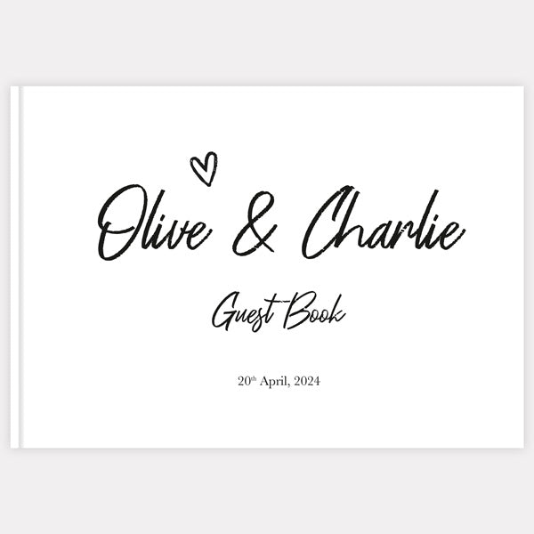 Calligraphy Heart Names - Wedding Guest Book