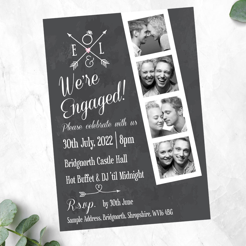 Engagement Party Invitations - Chalkboard Photo Booth