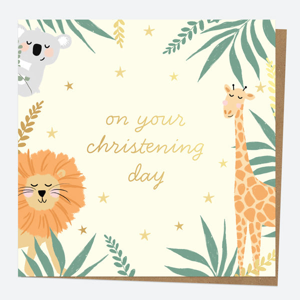 Luxury Foil Christening Card - Animal World - Jungle - Christening