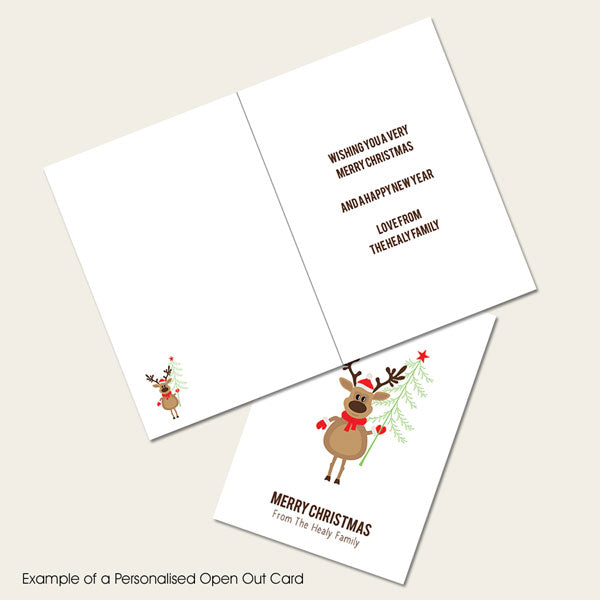 Personalised Christmas Cards - Christmas Reindeer - Pack of 10
