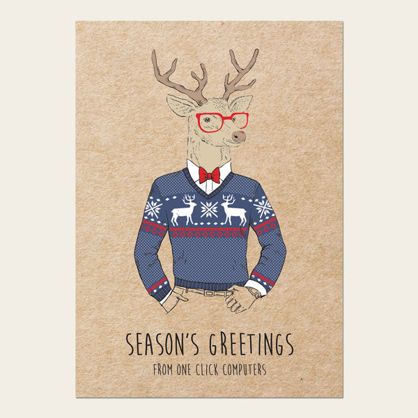 Business Christmas Cards - Hipster Reindeer