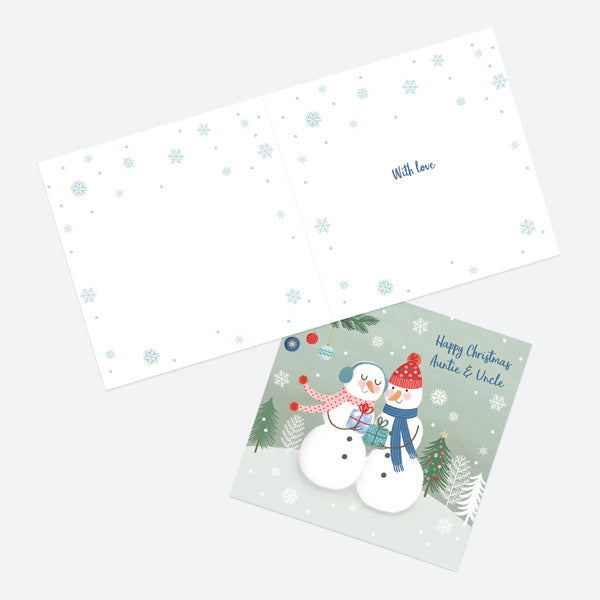 Christmas Card - Snowman Scene - Couple - Auntie & Uncle