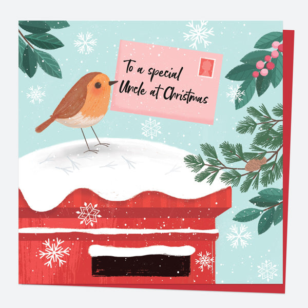 Christmas Card - Postbox & Robin - Special Delivery - Uncle - Fast ...