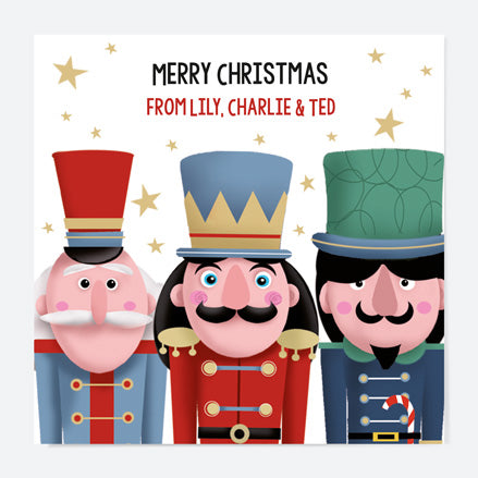 Personalised Christmas Cards - Festive Nutcracker - Stars - Pack of 10