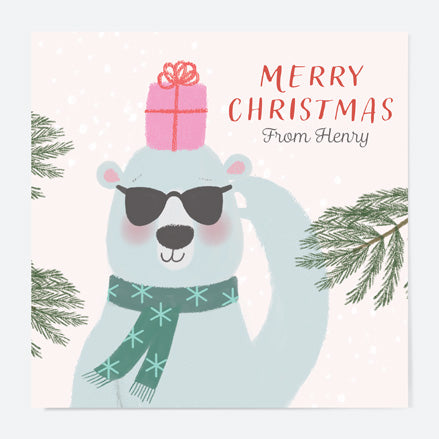 Personalised Christmas Cards - Polar Pals - Cool Bear - Pack of 10