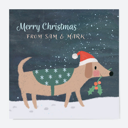 Personalised Christmas Cards - Santa Paws - Dachshund Through The Snow - Pack of 10
