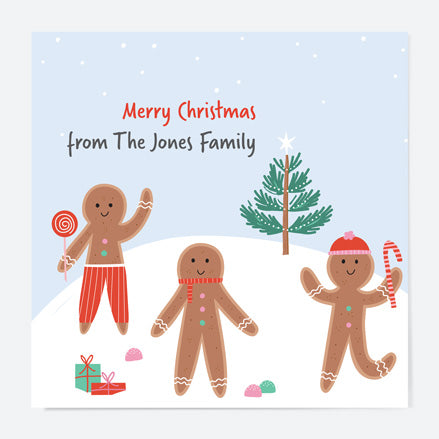 Personalised Christmas Cards - Sweet Christmas - Gingerbread Friends - Pack of 10