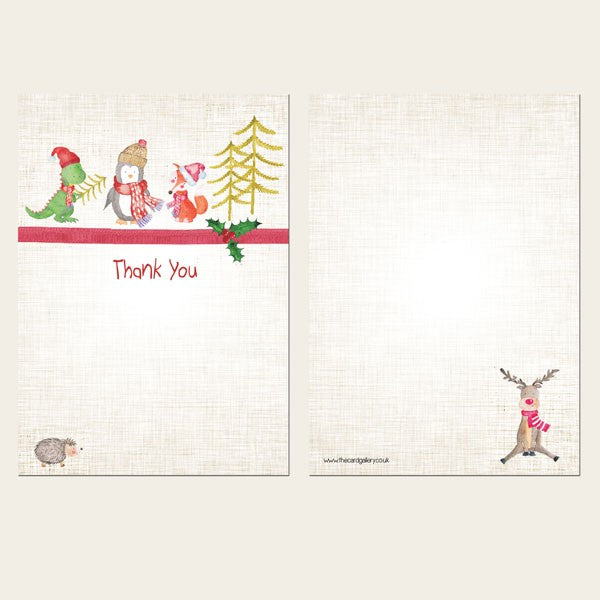 category header image Ready to Write Christmas Thank You Cards - Festive Animals - Pack of 10