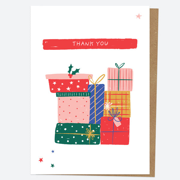 Christmas Thank You Open Out Cards - Christmas Brights - Pack of 10
