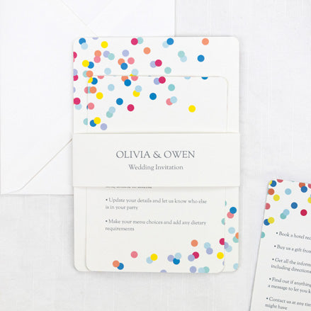 Colourful Confetti - Wedding Invitation & Information Card Suite