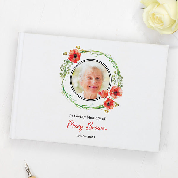 category header image Condolence Guest Book - Watercolour Poppy Garland