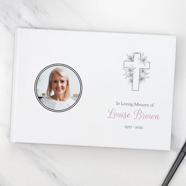 category header image Condolence Guest Book - White Lilies Cross