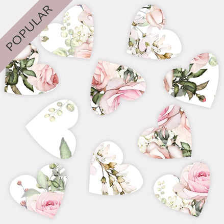 Pink Country Flowers - Heart Table Confetti