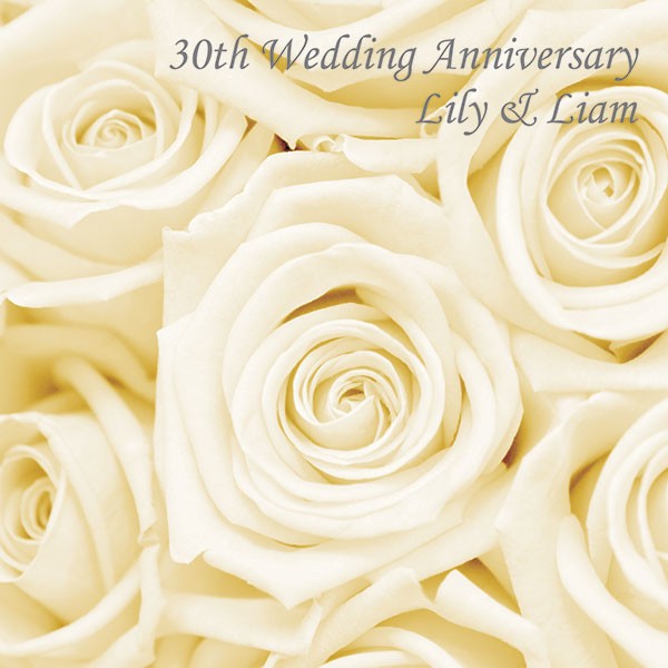 30th Wedding Anniversary Invitations - Cream Roses