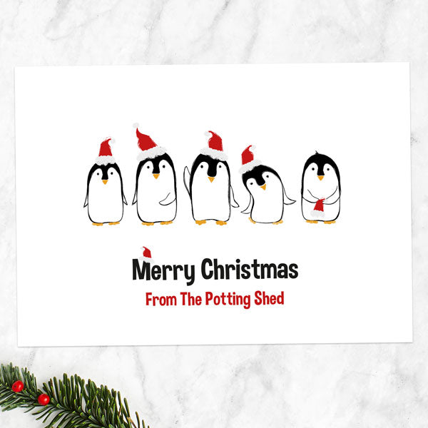 Business Christmas Cards - Office Penguins