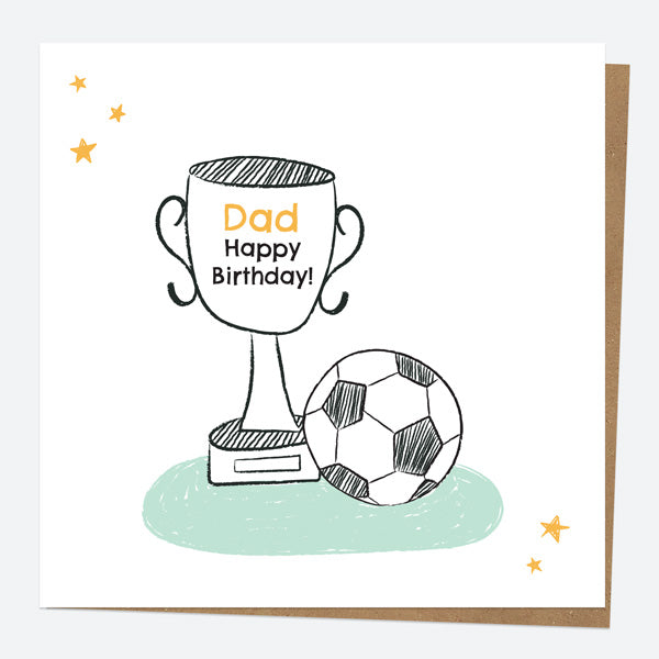 Dad Birthday Card - Football Trophy - Dad