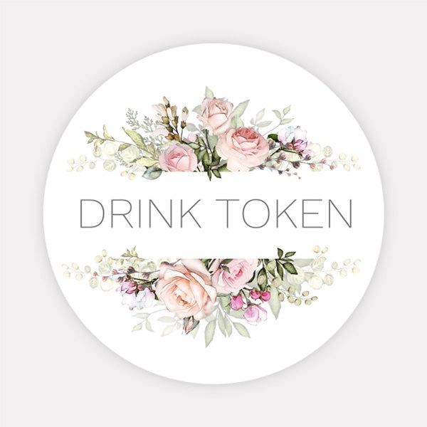 Pink Country Flowers - Drink Tokens - Pack of 30