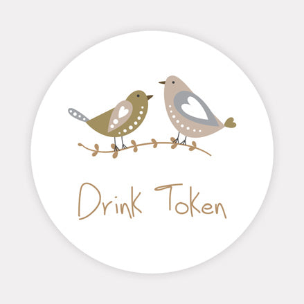Rustic Woodland Birds - Drink Tokens - Pack of 30