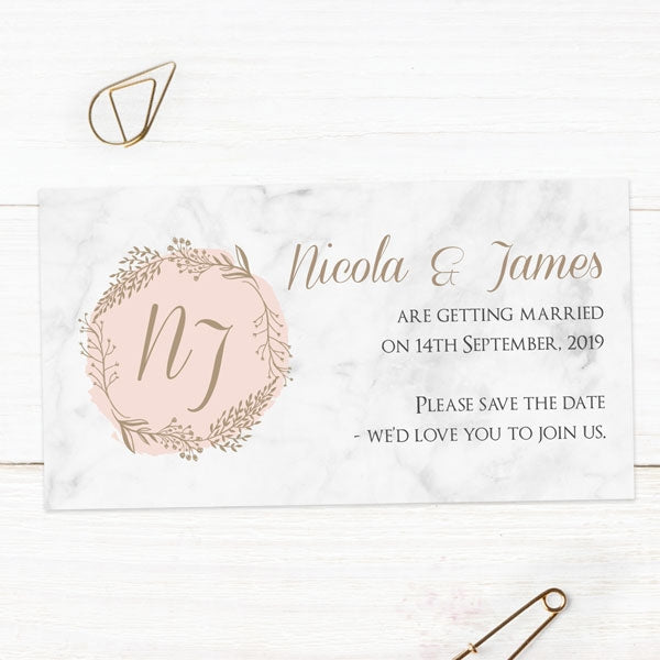 Elegant Marble Blush Save the Date Magnets