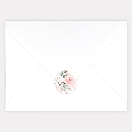 Blush Pink Flowers Envelope Seal - Pack of 70
