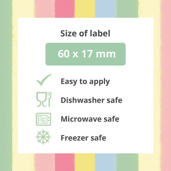No Iron Personalised Stick On Waterproof (Clothing/Equipment) Name Labels - Boho Rainbow - Mixed Pack of 50