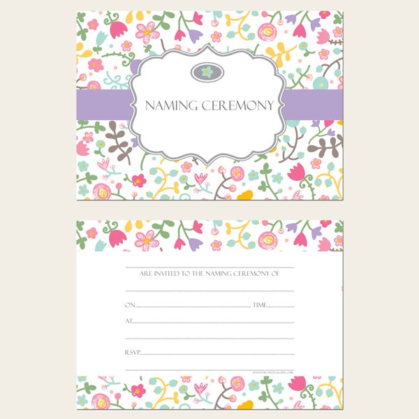 Naming Ceremony Invitations - Flower Mix - Pack of 10