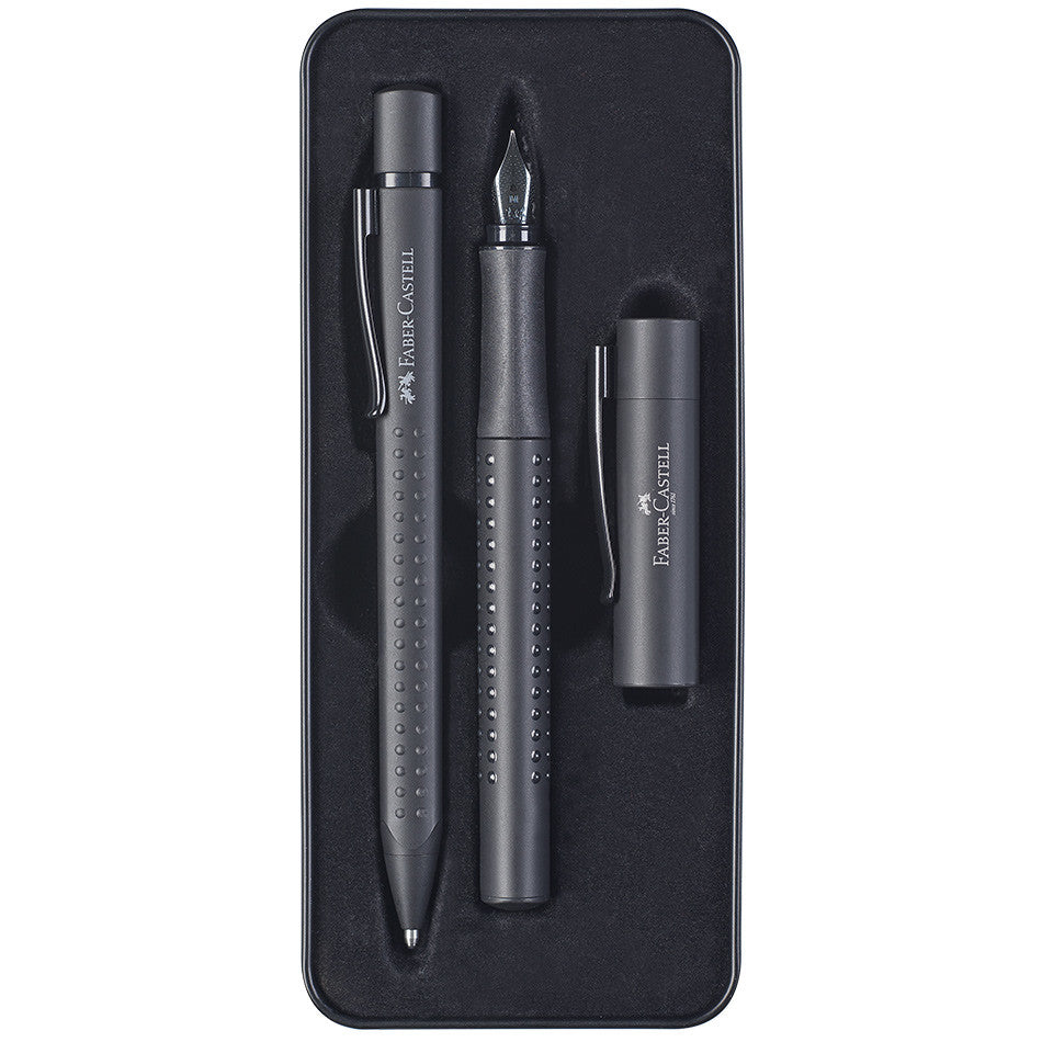 Faber-Castell Grip Fountain Pen and Ballpoint Set Limited Edition All Black