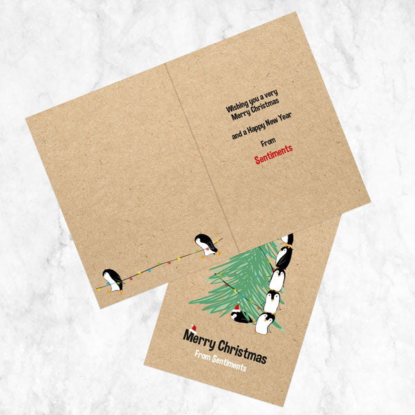 Business Christmas Cards - Festive Work Penguins
