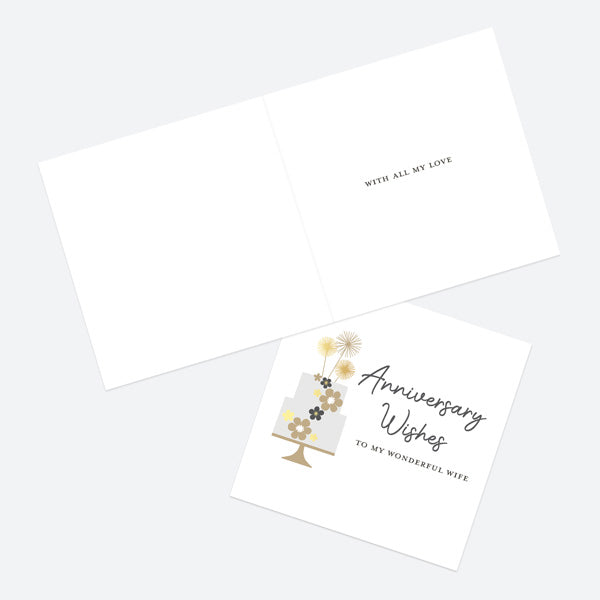Luxury Foil Anniversary Card - Foil Monochrome - Cake Wife