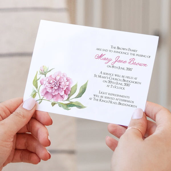 category header image Funeral Invitations - Watercolour Peony