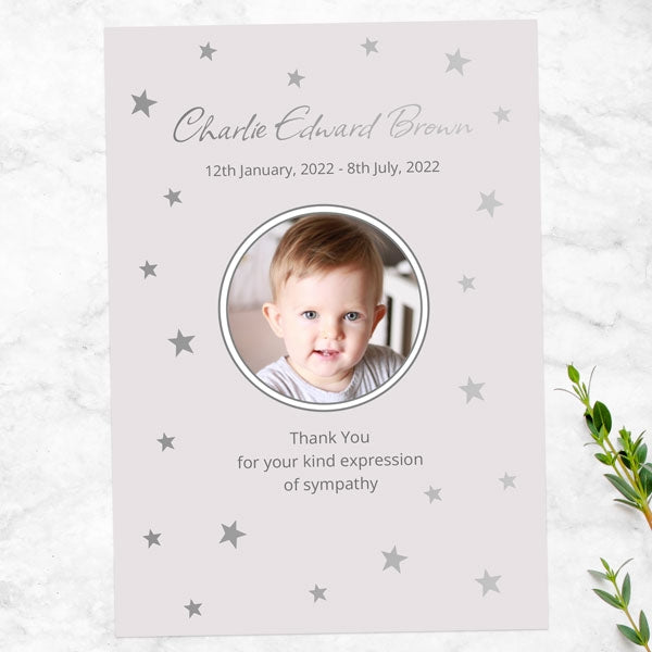 Foil Funeral Thank You Cards - Twinkling Stars Photo